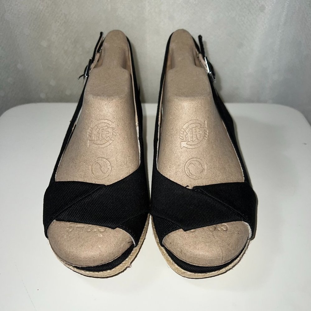 Life Stride Socialite Blk Canvas Wedge Sandal 6.5M - Picture 2 of 4